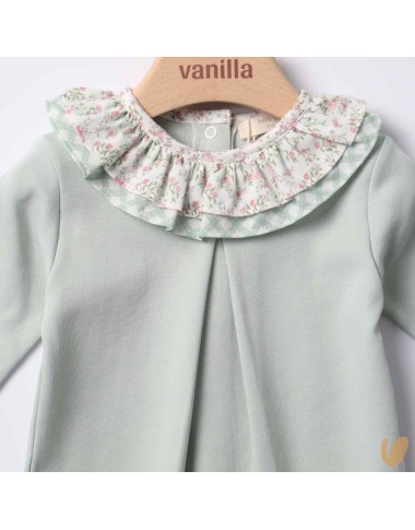 Tutina cotone vichy e fiori Tutina