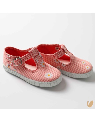 Vichy and daisies eyelet shoes