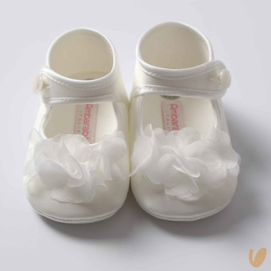 Scarpina satin fiori Culla LEI 15/20