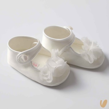 Scarpina satin fiori Culla LEI 15/20
