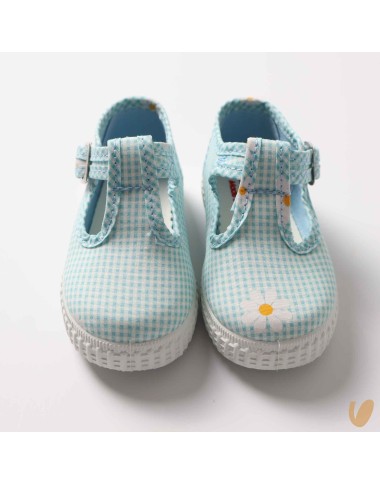 Vichy and daisies eyelet shoes