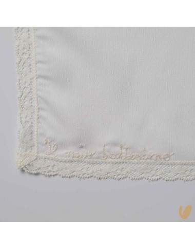 Hand embroidered baptismal silk muslin