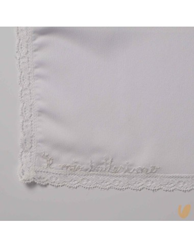 Hand embroidered baptismal silk muslin
