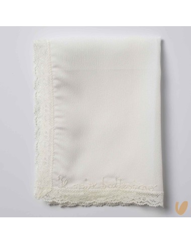 Hand embroidered baptismal silk muslin