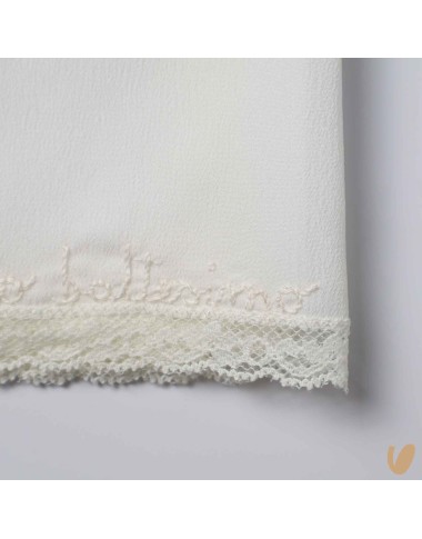 Hand embroidered baptismal silk muslin