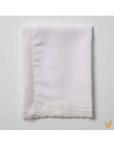 Hand embroidered baptismal silk muslin