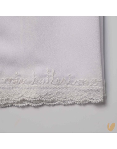 Hand embroidered baptismal silk muslin