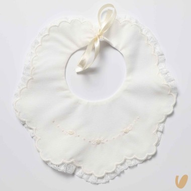 Bavetta seta ricamata a mano Mussole e Bavette