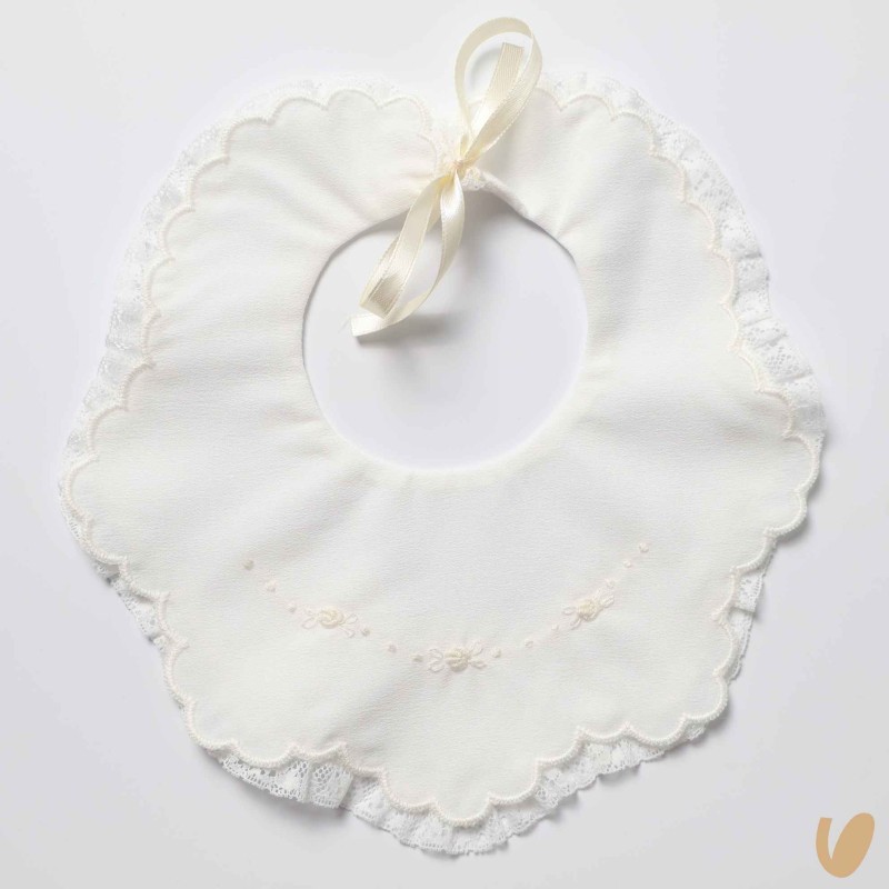 Bavetta seta ricamata a mano Mussole e Bavette