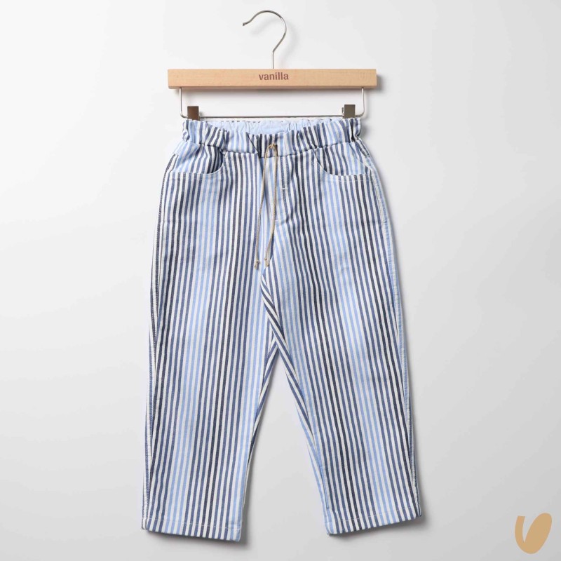 Denim a righe barrel Pantaloni