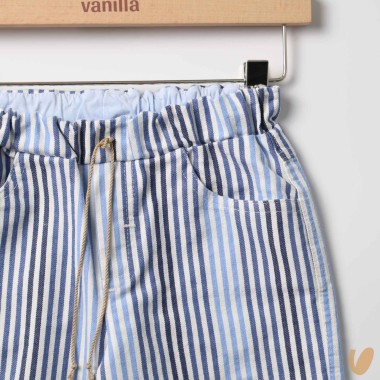 Denim a righe barrel Pantaloni