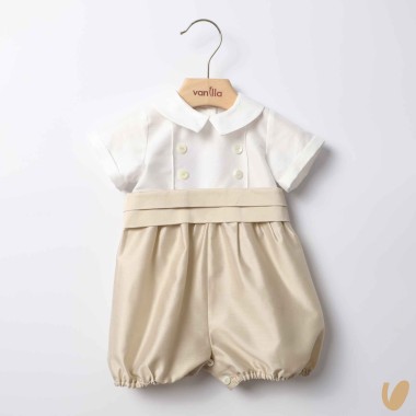 Pagliaccetto in shantung di cotone Battesimo