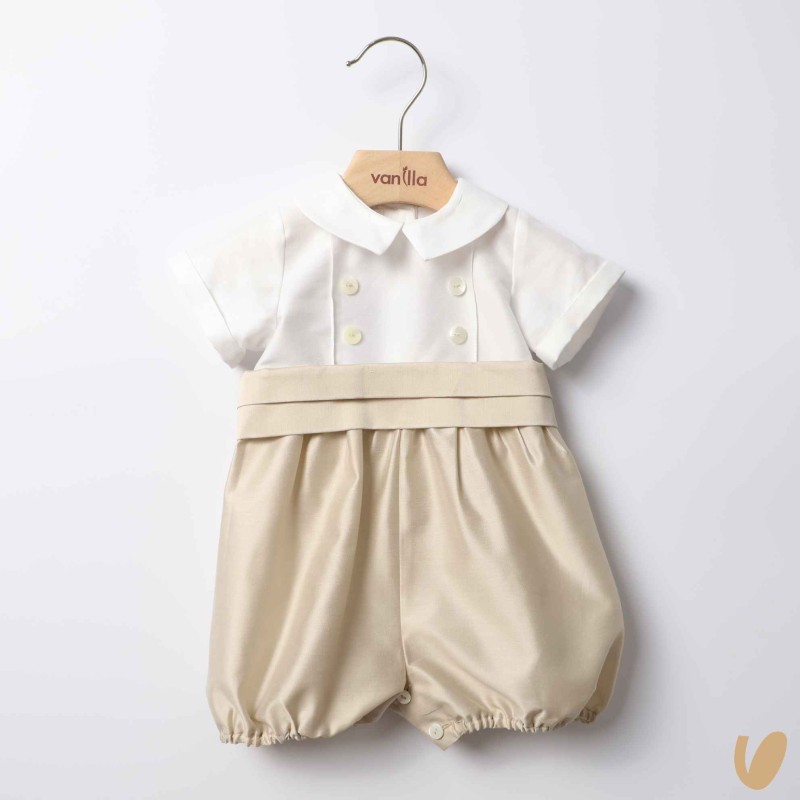 Pagliaccetto in shantung di cotone Battesimo