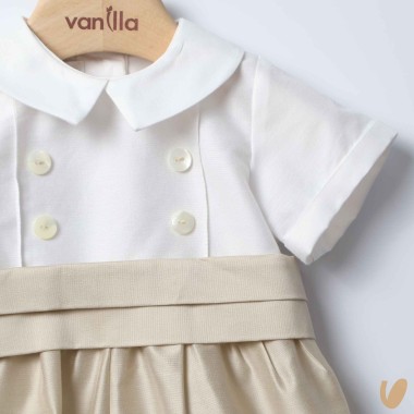 Pagliaccetto in shantung di cotone Battesimo