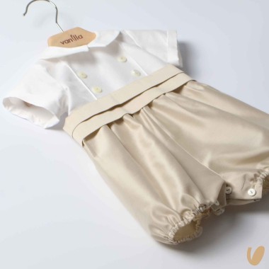 Pagliaccetto in shantung di cotone Battesimo