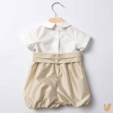 Pagliaccetto in shantung di cotone Battesimo