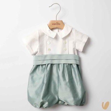 Pagliaccetto in shantung di cotone Battesimo