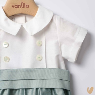 Pagliaccetto in shantung di cotone Battesimo