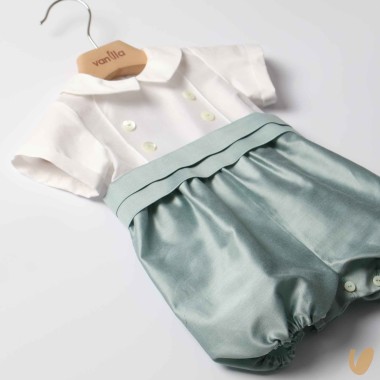 Pagliaccetto in shantung di cotone Battesimo