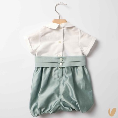 Pagliaccetto in shantung di cotone Battesimo