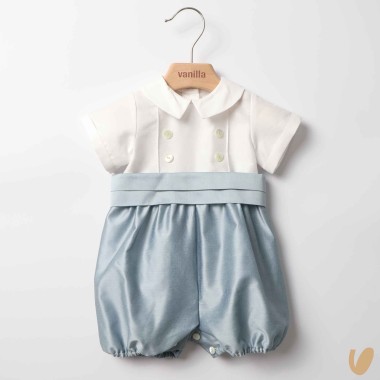 Pagliaccetto in shantung di cotone Battesimo