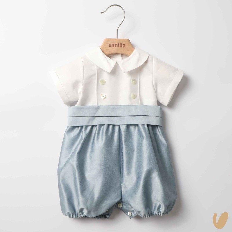 Pagliaccetto in shantung di cotone Battesimo