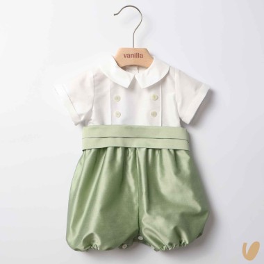 Pagliaccetto in shantung di cotone Battesimo