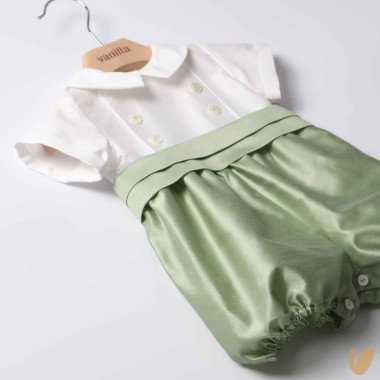 Pagliaccetto in shantung di cotone Battesimo