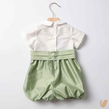 Pagliaccetto in shantung di cotone Battesimo