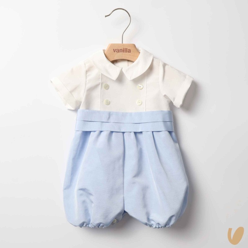 Pagliaccetto in shantung di cotone Battesimo