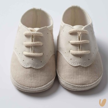 Scarpette allacciate lino e camoscio Culla LUI 15/20