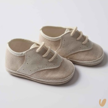 Scarpette allacciate lino e camoscio Culla LUI 15/20