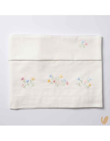 Set lenzuolo tulipani ricamati a mano Coperta e Lenzuola
