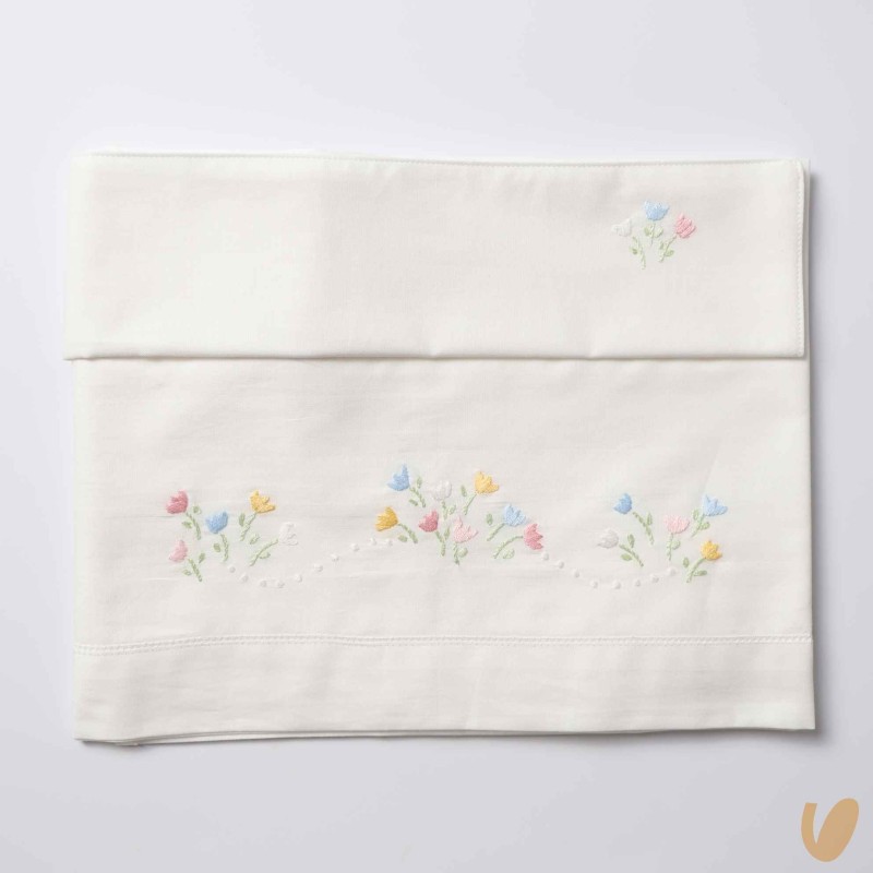 Set lenzuolo tulipani ricamati a mano Coperta e Lenzuola