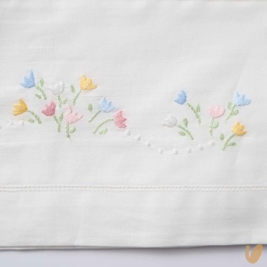 Set lenzuolo tulipani ricamati a mano Coperta e Lenzuola