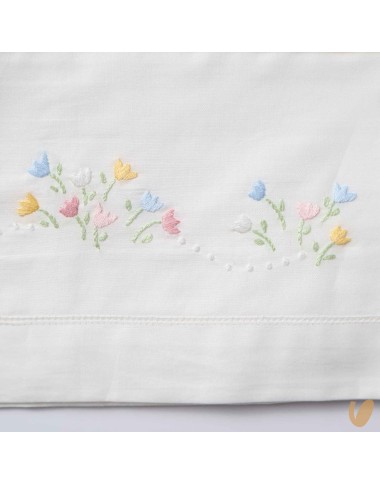 Set lenzuolo tulipani ricamati a mano Coperta e Lenzuola