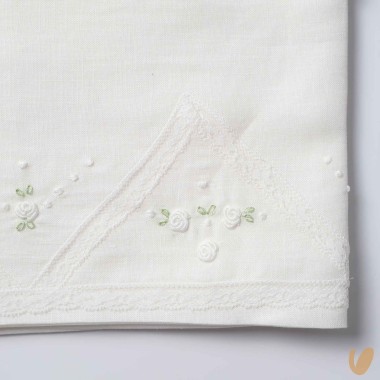 Set lenzuolo in lino con fiori ricamati a mano Coperta e Lenzuola