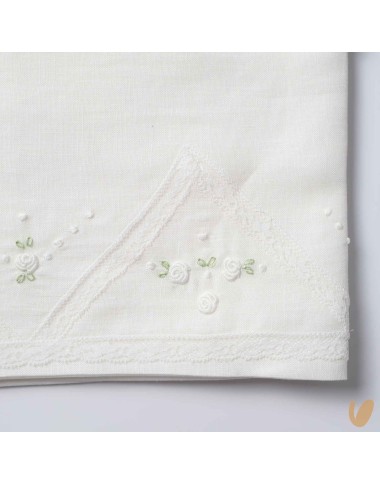 Set lenzuolo in lino con fiori ricamati a mano Coperta e Lenzuola