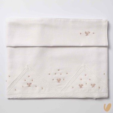 Set lenzuolo in lino nodi d'amore ricamati a mano Coperta e Lenzuola