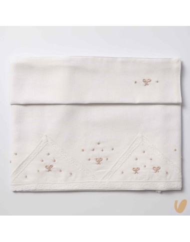 Set lenzuolo in lino nodi d'amore ricamati a mano Coperta e Lenzuola