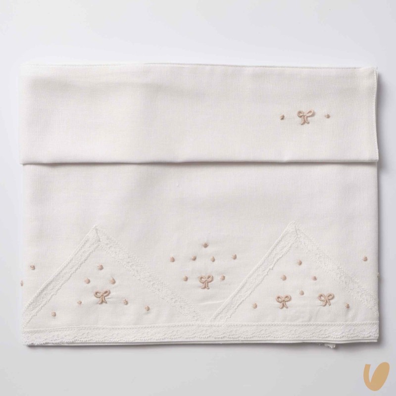 Set lenzuolo in lino nodi d'amore ricamati a mano Coperta e Lenzuola