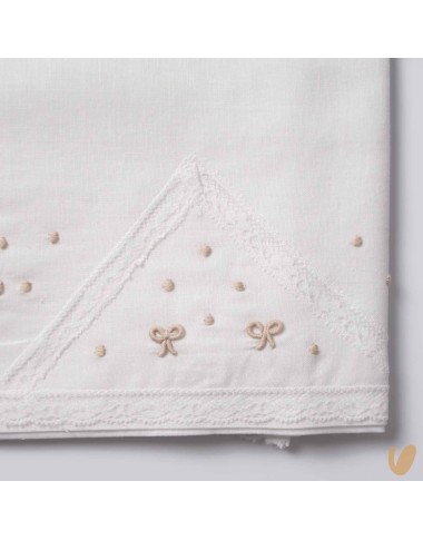 Set lenzuolo in lino nodi d'amore ricamati a mano Coperta e Lenzuola