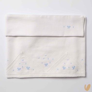 Set lenzuolo in lino nodi d'amore ricamati a mano Coperta e Lenzuola