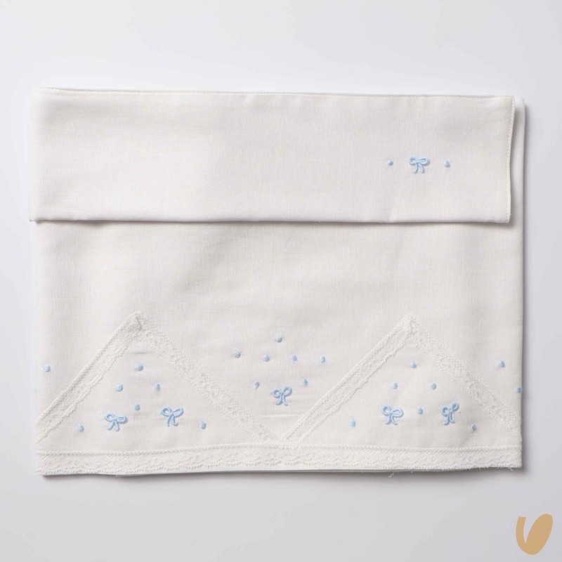 Set lenzuolo in lino nodi d'amore ricamati a mano Coperta e Lenzuola