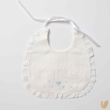 Bavetta in lino e valencienne nodi d'amore Bavetta e Mussola