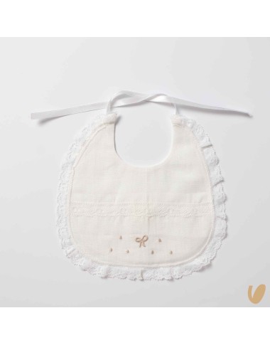 Linen bavetta and valencienne love knots