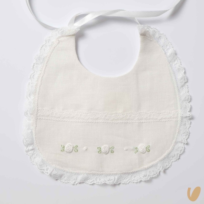 Bavetta in lino e valencienne roselline Borse e DouDou