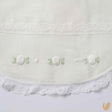 Bavetta in lino e valencienne roselline Borse e DouDou