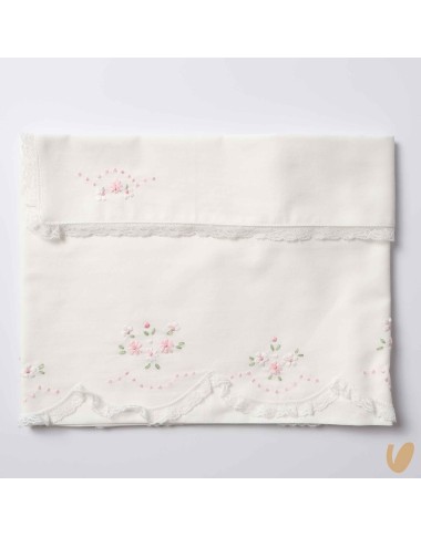 Set lenzuolo con fiori ricamati a mano Coperta e Lenzuola