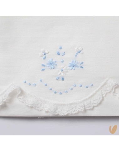Sheet sheet set with hand-embroidered flowers